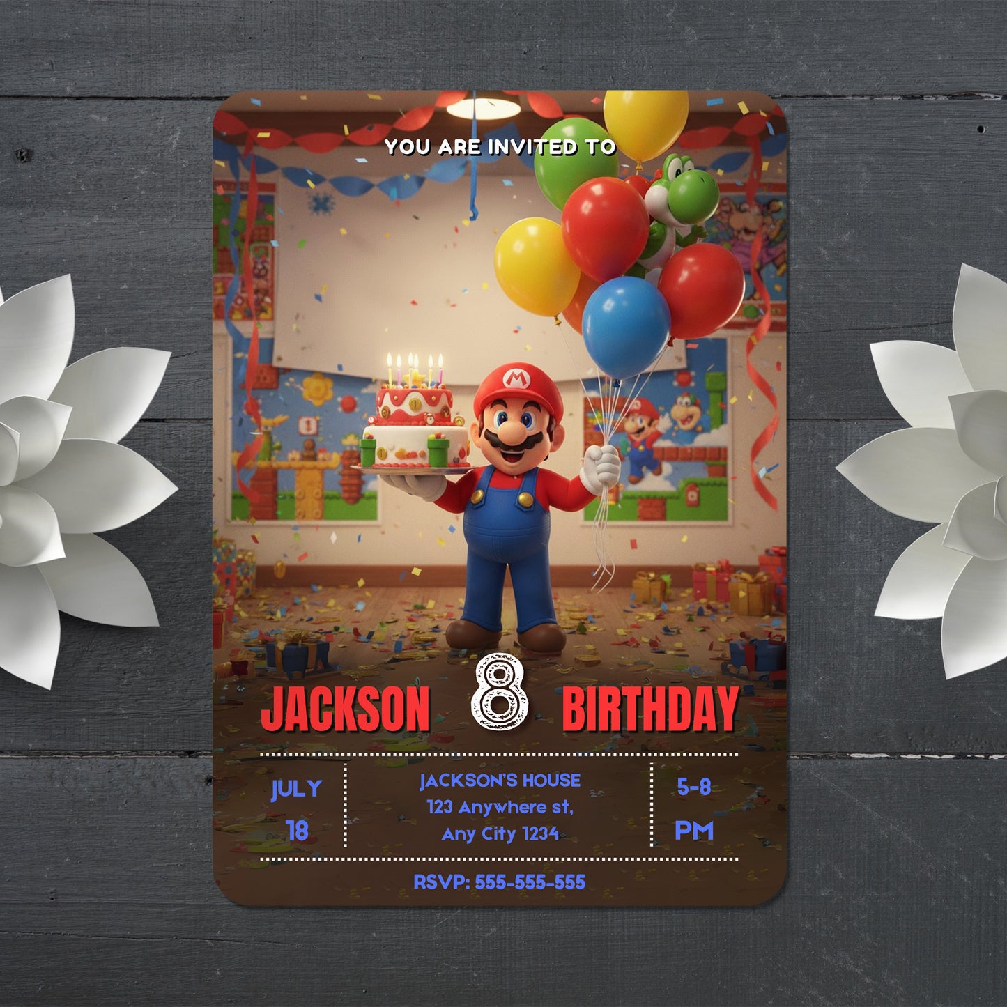 Super Mario Birthday Party Invitation - CreativeRino
