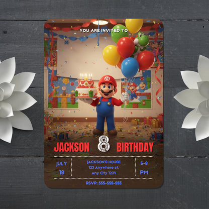 Super Mario Birthday Party Invitation - CreativeRino