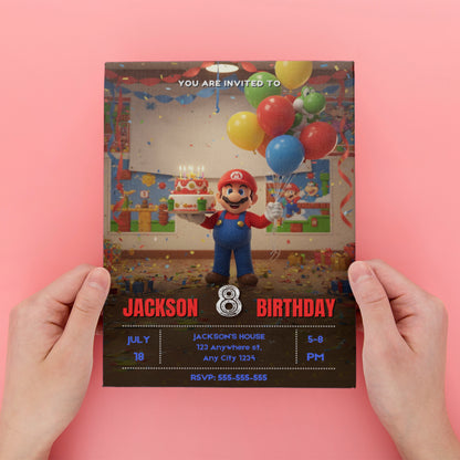 Super Mario Birthday Party Invitation - CreativeRino