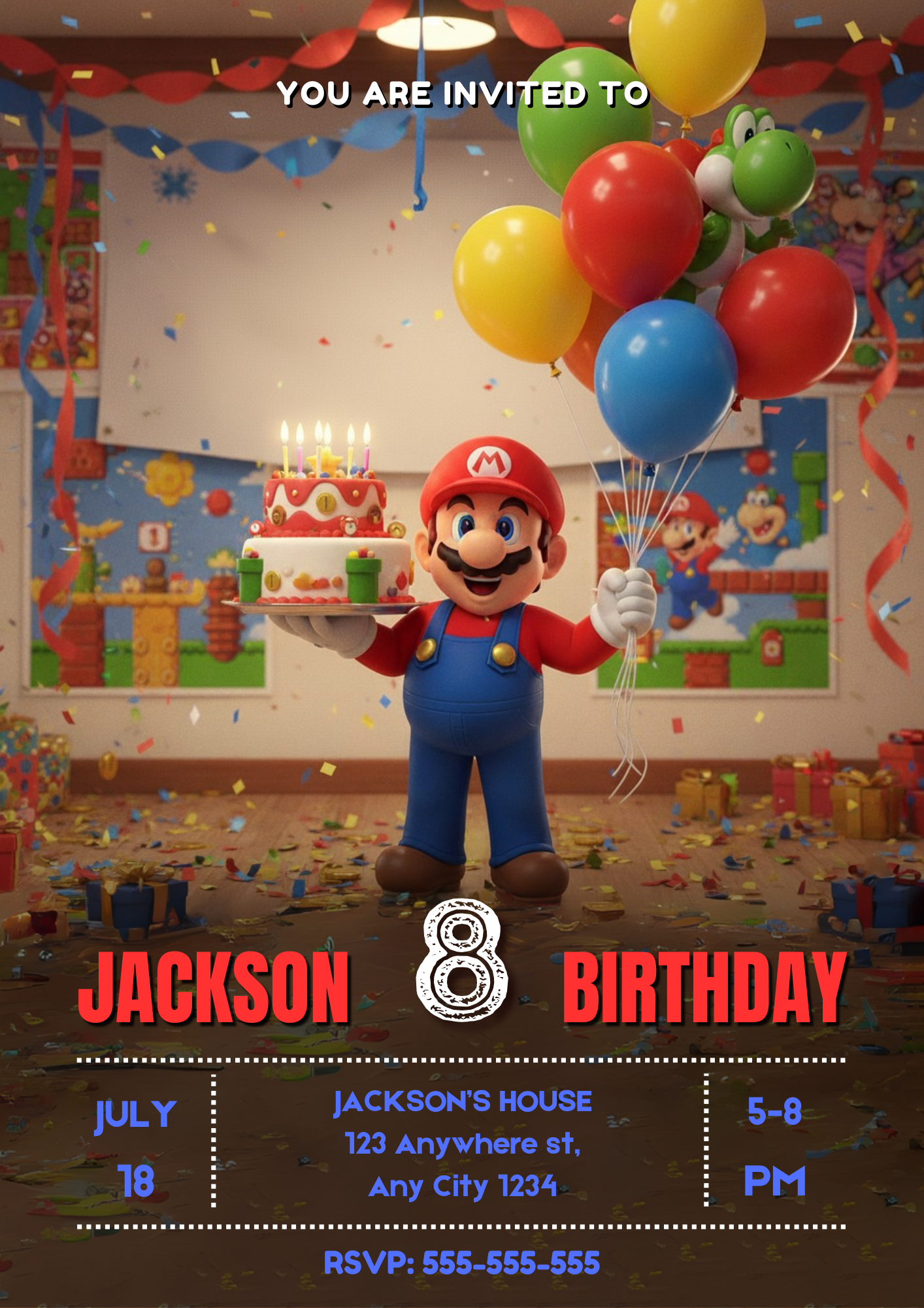 Super Mario Birthday Party Invitation - CreativeRino