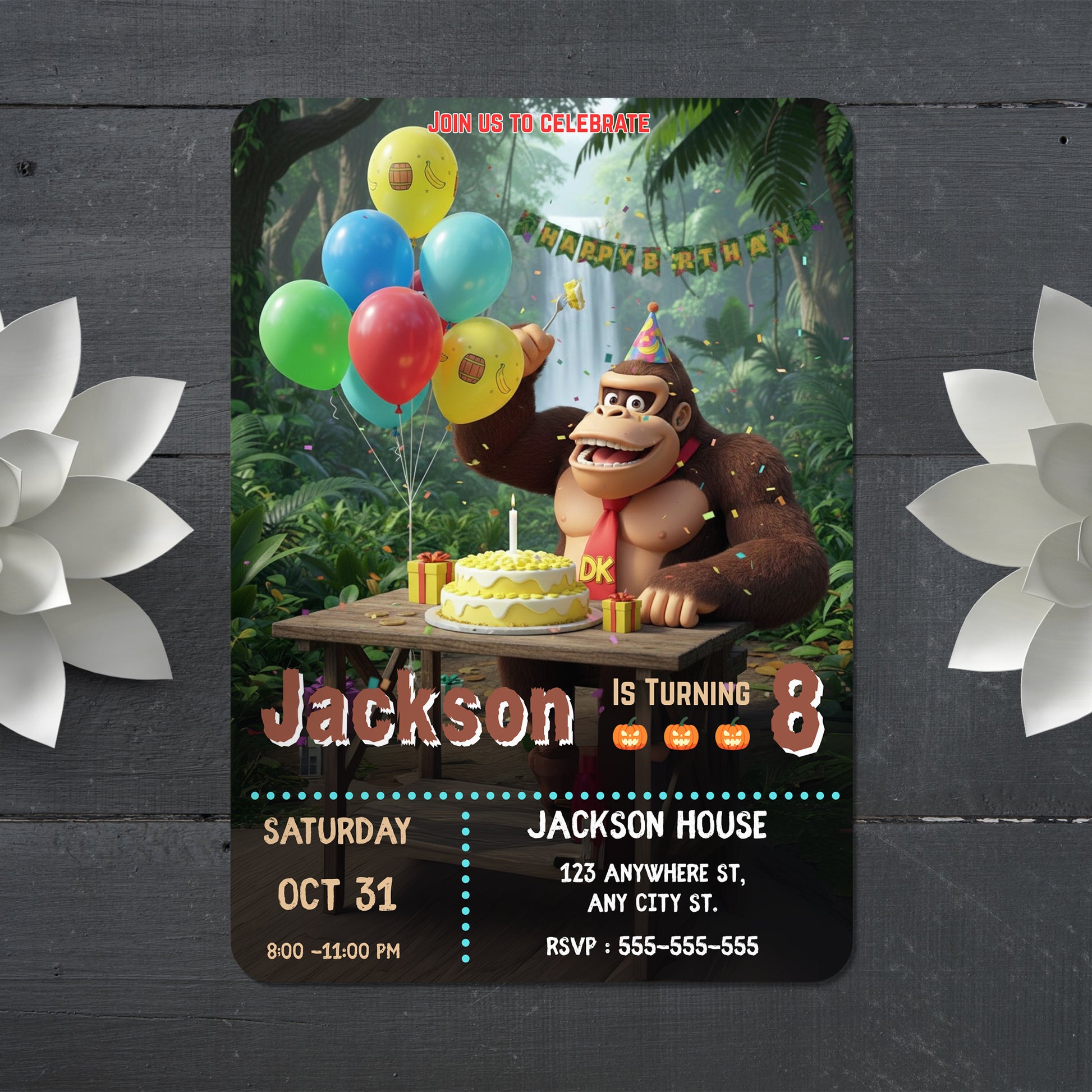 Donkey Kong Birthday Invitation - CreativeRino