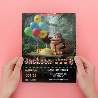 Donkey Kong Birthday Invitation - CreativeRino