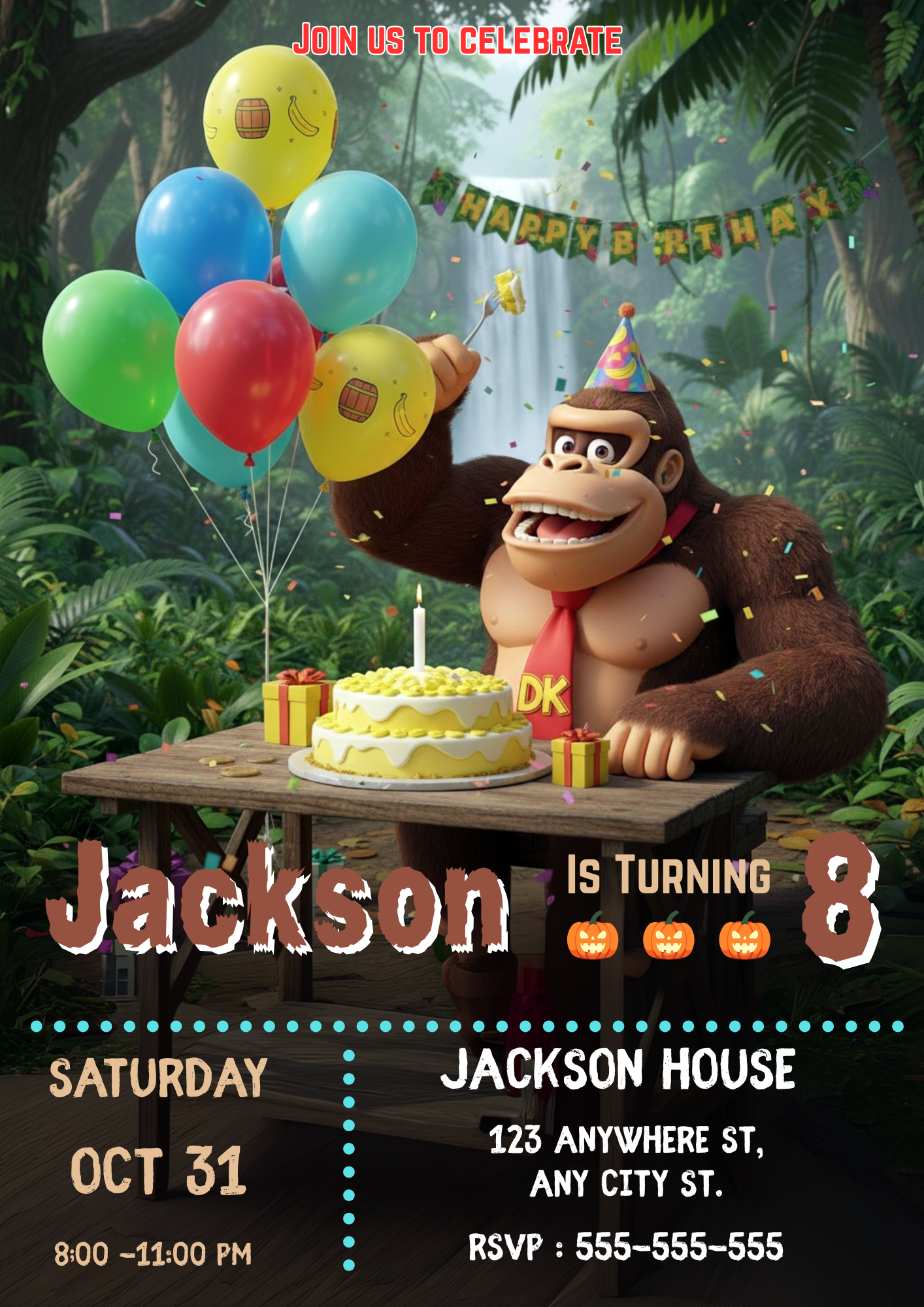 Donkey Kong Birthday Invitation - CreativeRino