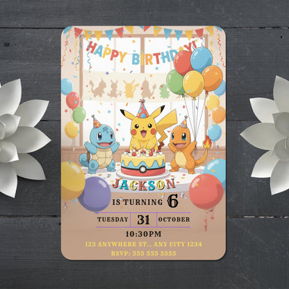 Editable Pikachu Birthday Party Invitation - CreativeRino