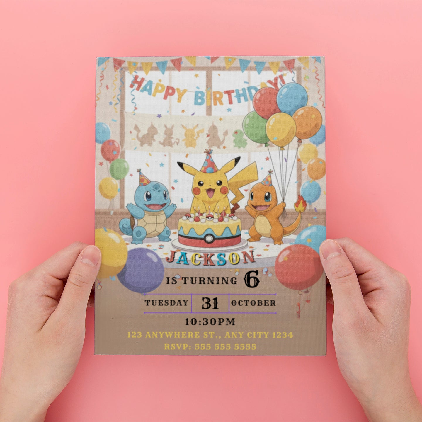 Editable Pikachu Birthday Party Invitation - CreativeRino
