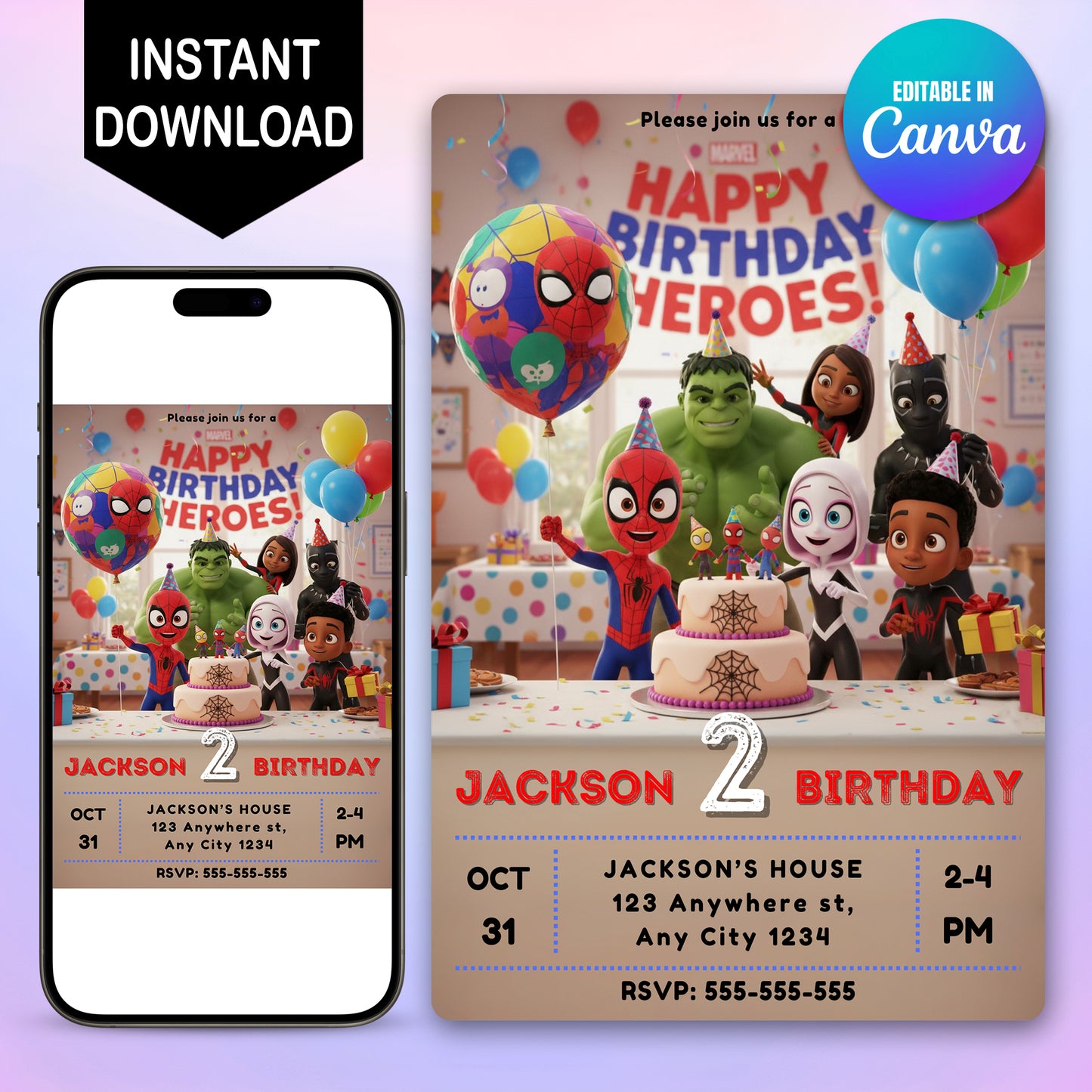 Spidey and Friends Birthday Invitation - CreativeRino