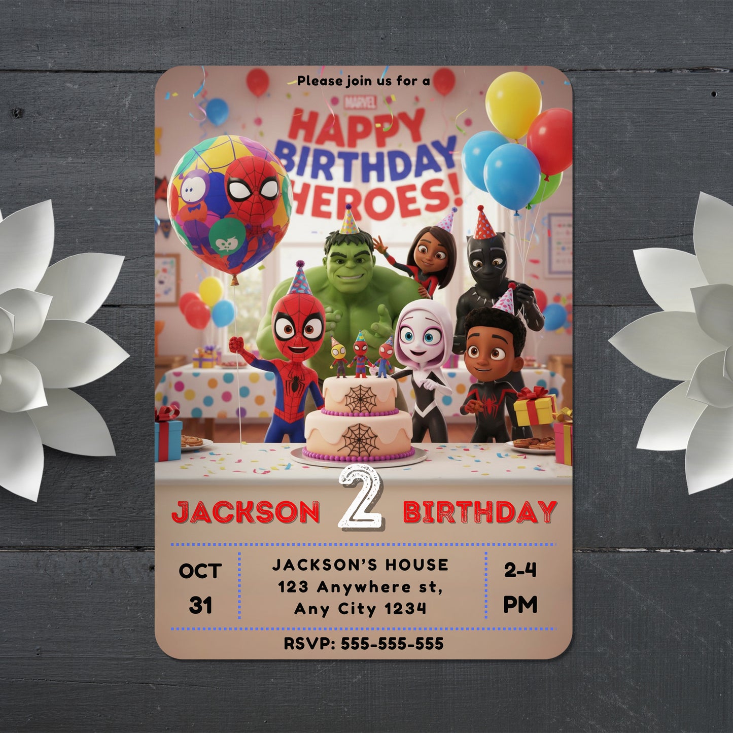Spidey and Friends Birthday Invitation - CreativeRino