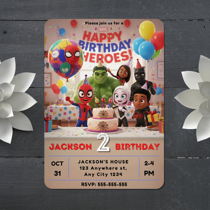 Spidey and Friends Birthday Invitation - CreativeRino