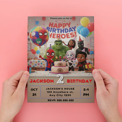 Spidey and Friends Birthday Invitation - CreativeRino