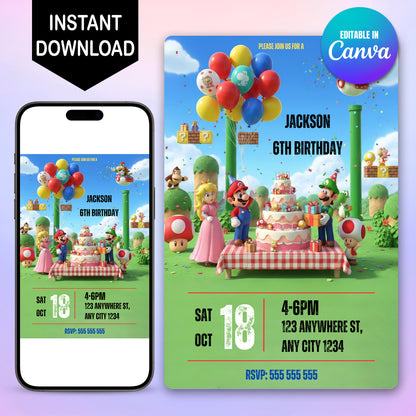 Super Mario Birthday Invitation - CreativeRino