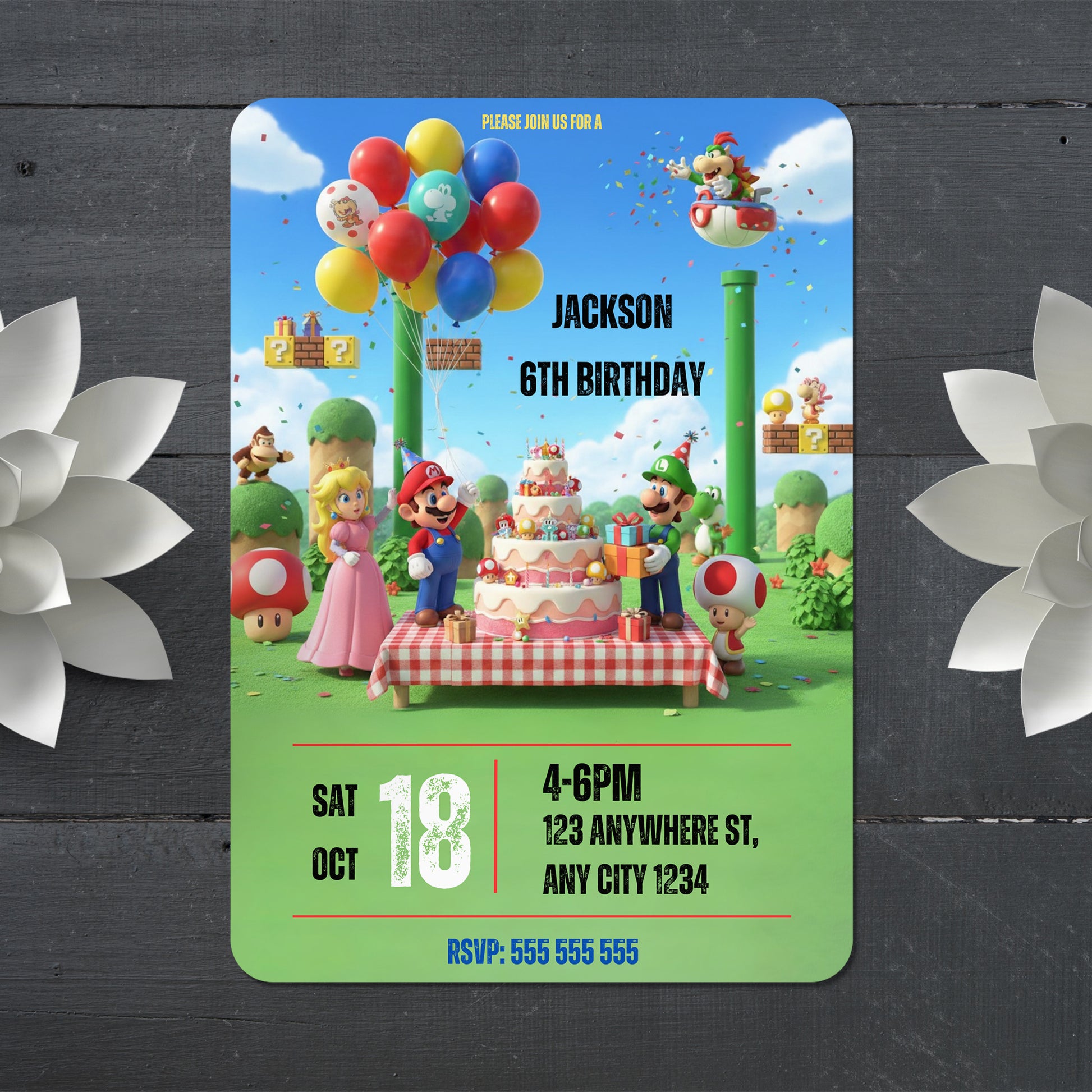 Super Mario Birthday Invitation - CreativeRino