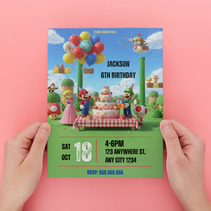 Super Mario Birthday Invitation - CreativeRino