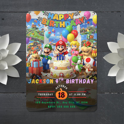Digital Super Mario Birthday Invitation - CreativeRino
