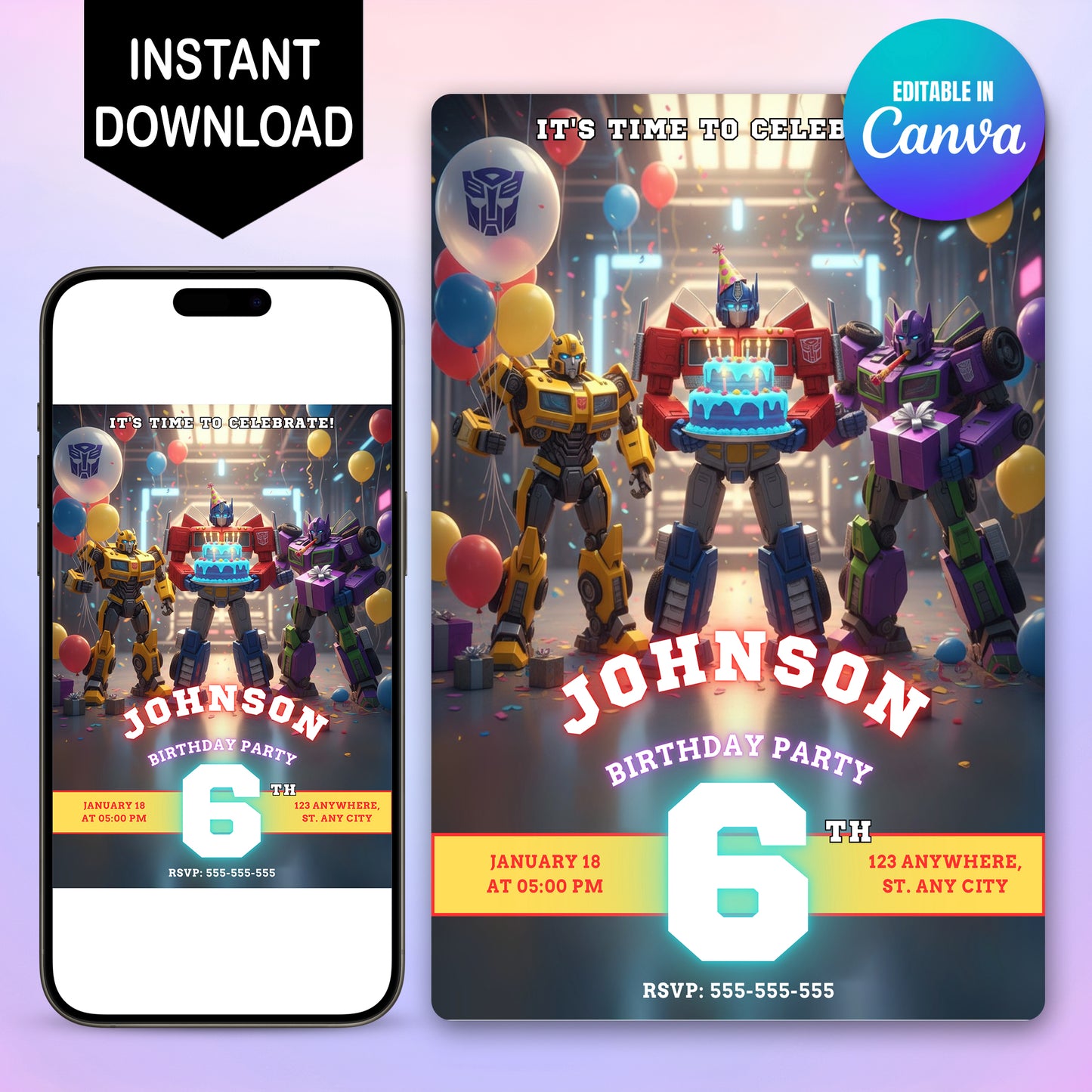Transformers Birthday Invitation - CreativeRino