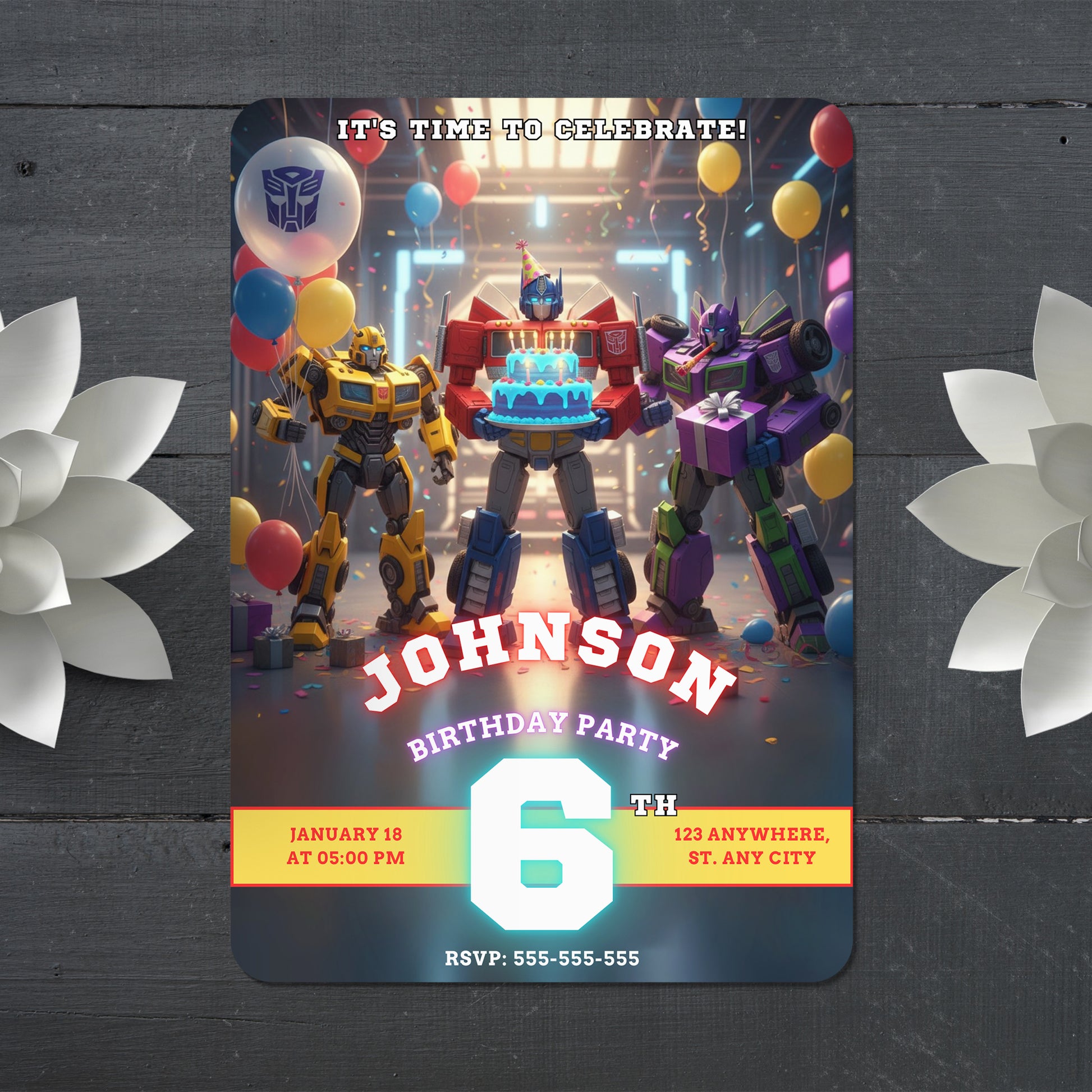 Transformers Birthday Invitation - CreativeRino