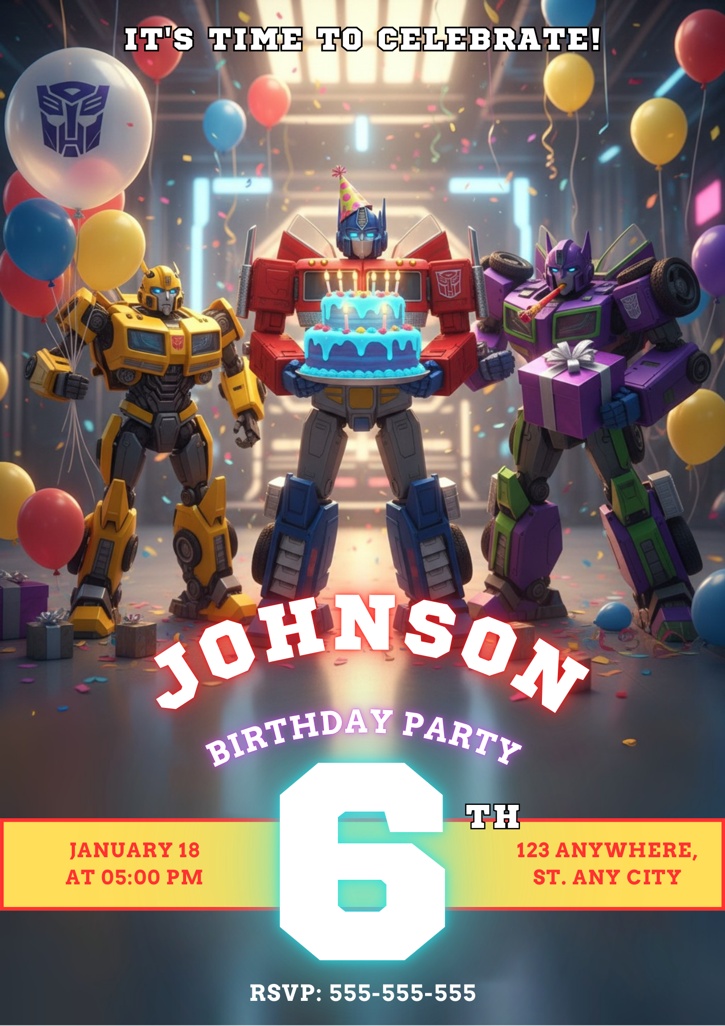 Transformers Birthday Invitation - CreativeRino