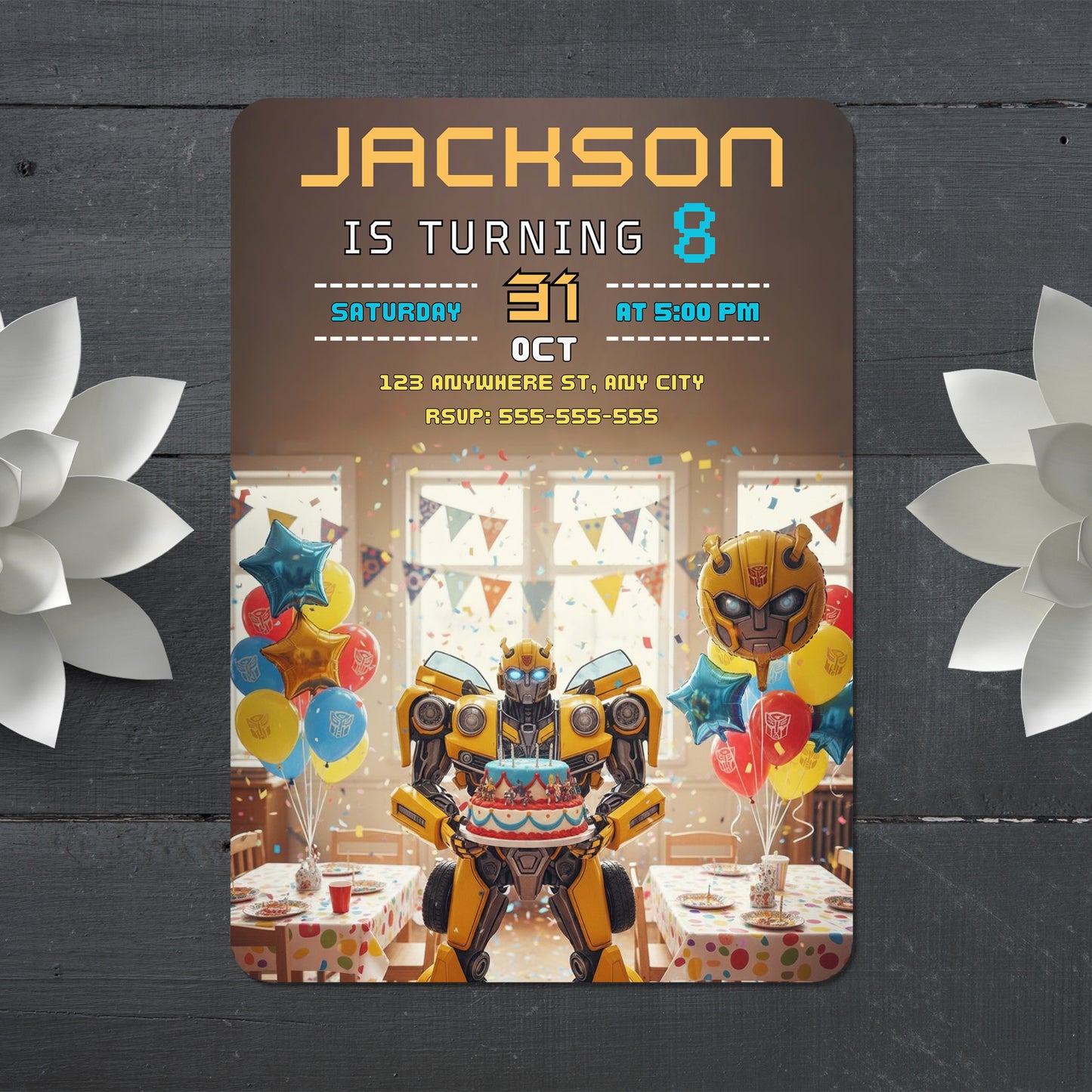 Bumblebee Party Invite Editable Canva Template - CreativeRino
