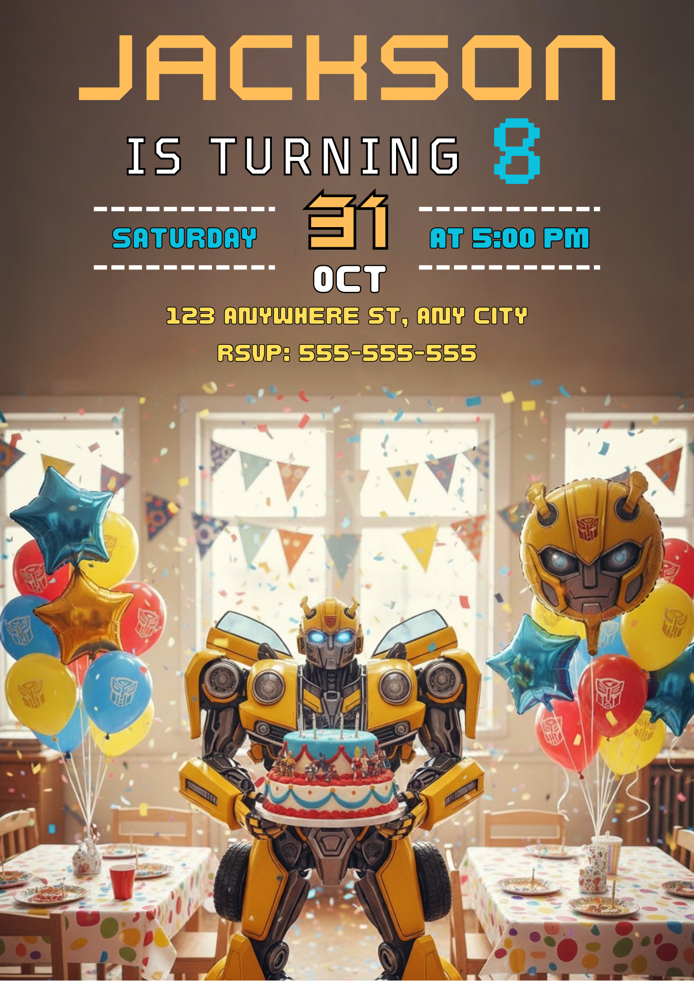 Bumblebee Party Invite Editable Canva Template - CreativeRino