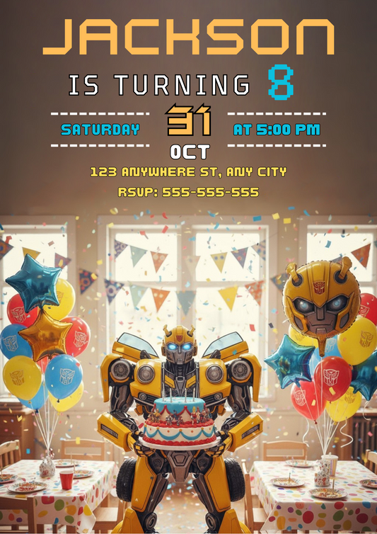 Bumblebee Party Invite Editable Canva Template - CreativeRino