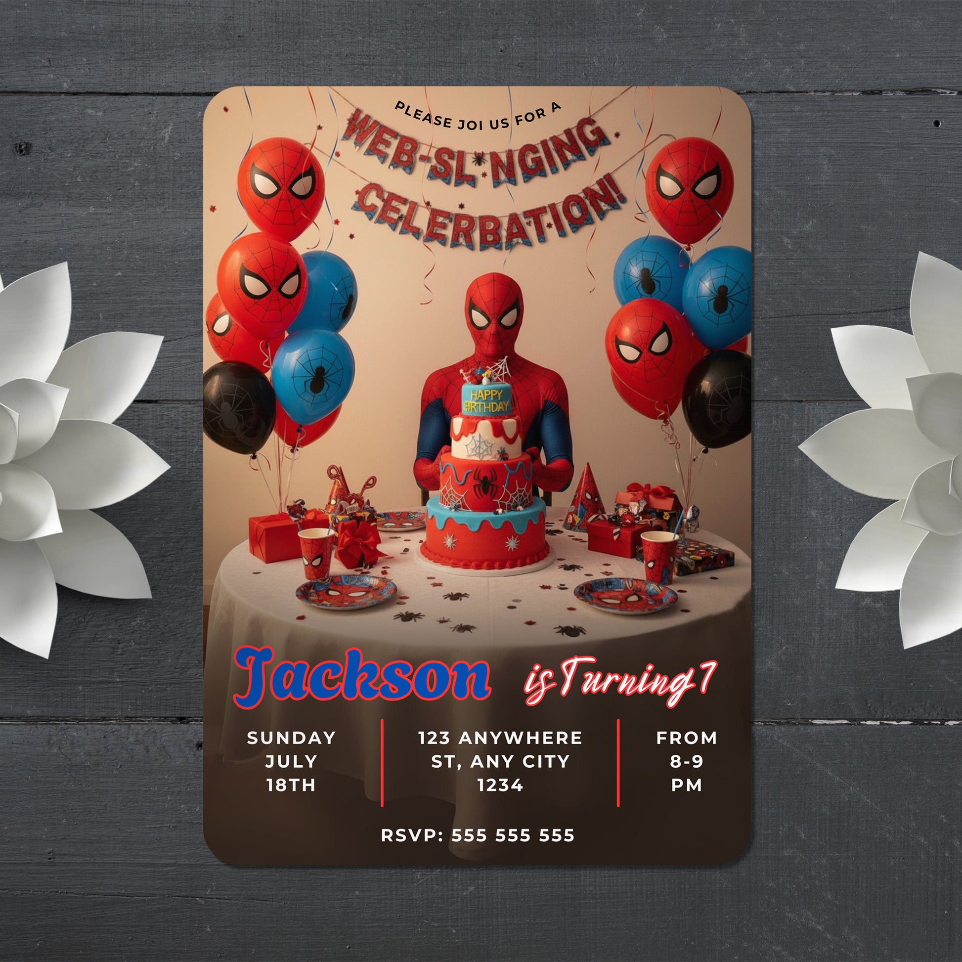 Editable Spiderman Invitation Canva Template - CreativeRino