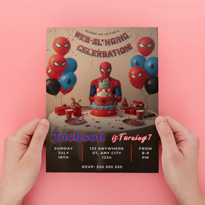 Editable Spiderman Invitation Canva Template - CreativeRino