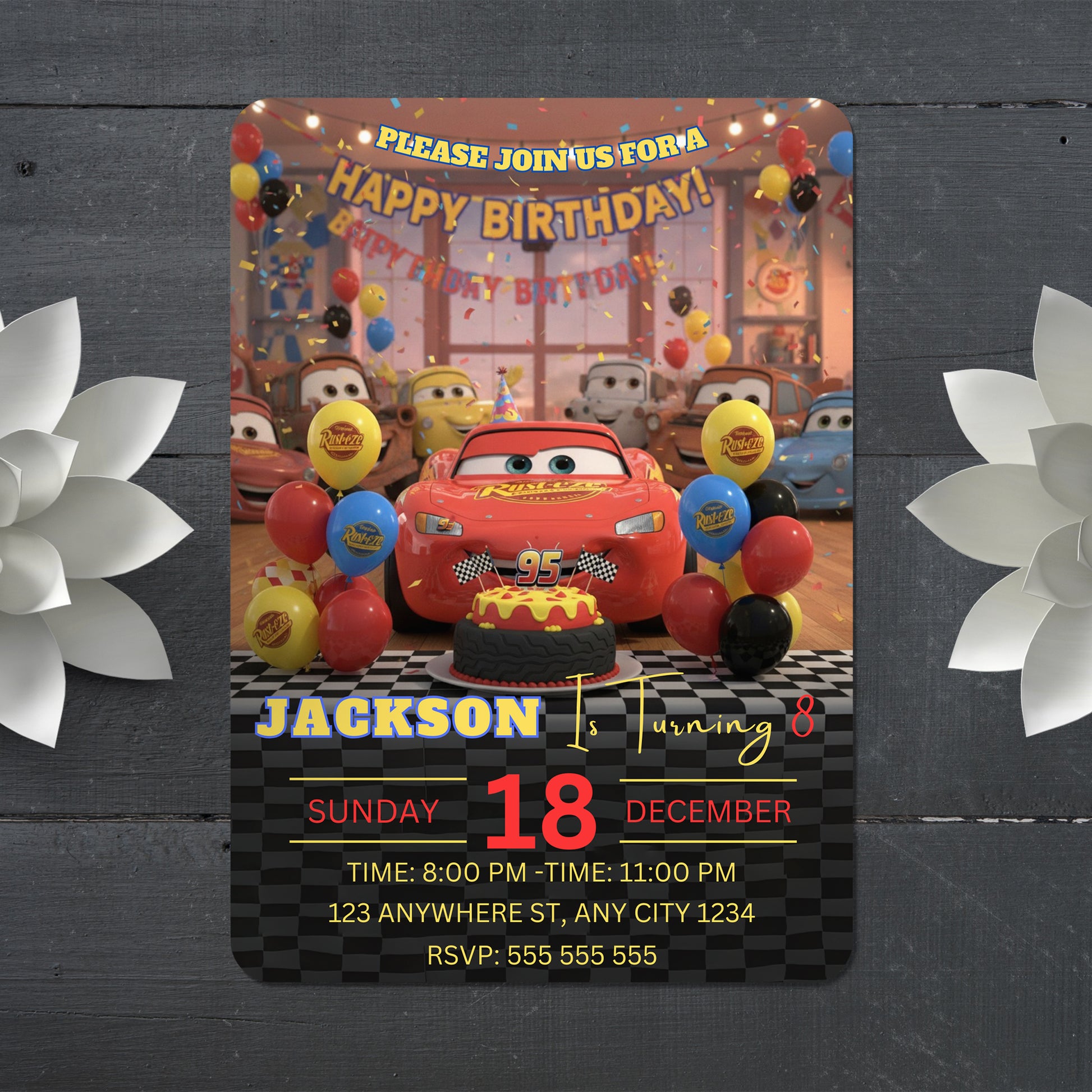 Lightning McQueen Birthday Invitation - CreativeRino