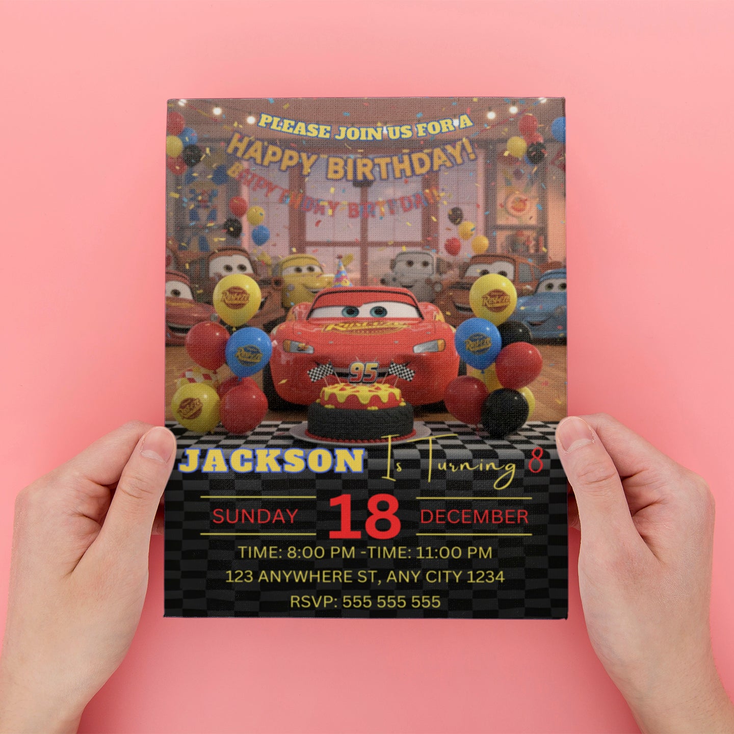 Lightning McQueen Birthday Invitation - CreativeRino