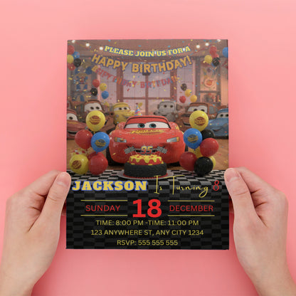 Lightning McQueen Birthday Invitation - CreativeRino