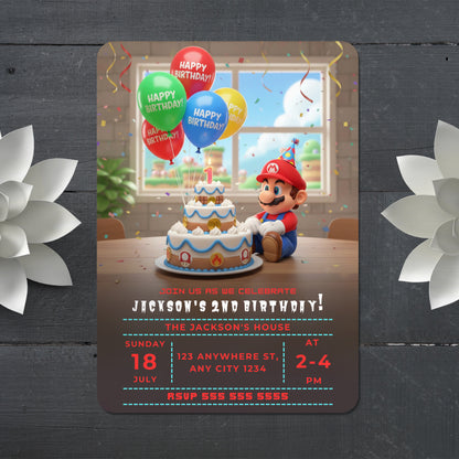 Printable Super Mario Birthday Invitation - CreativeRino