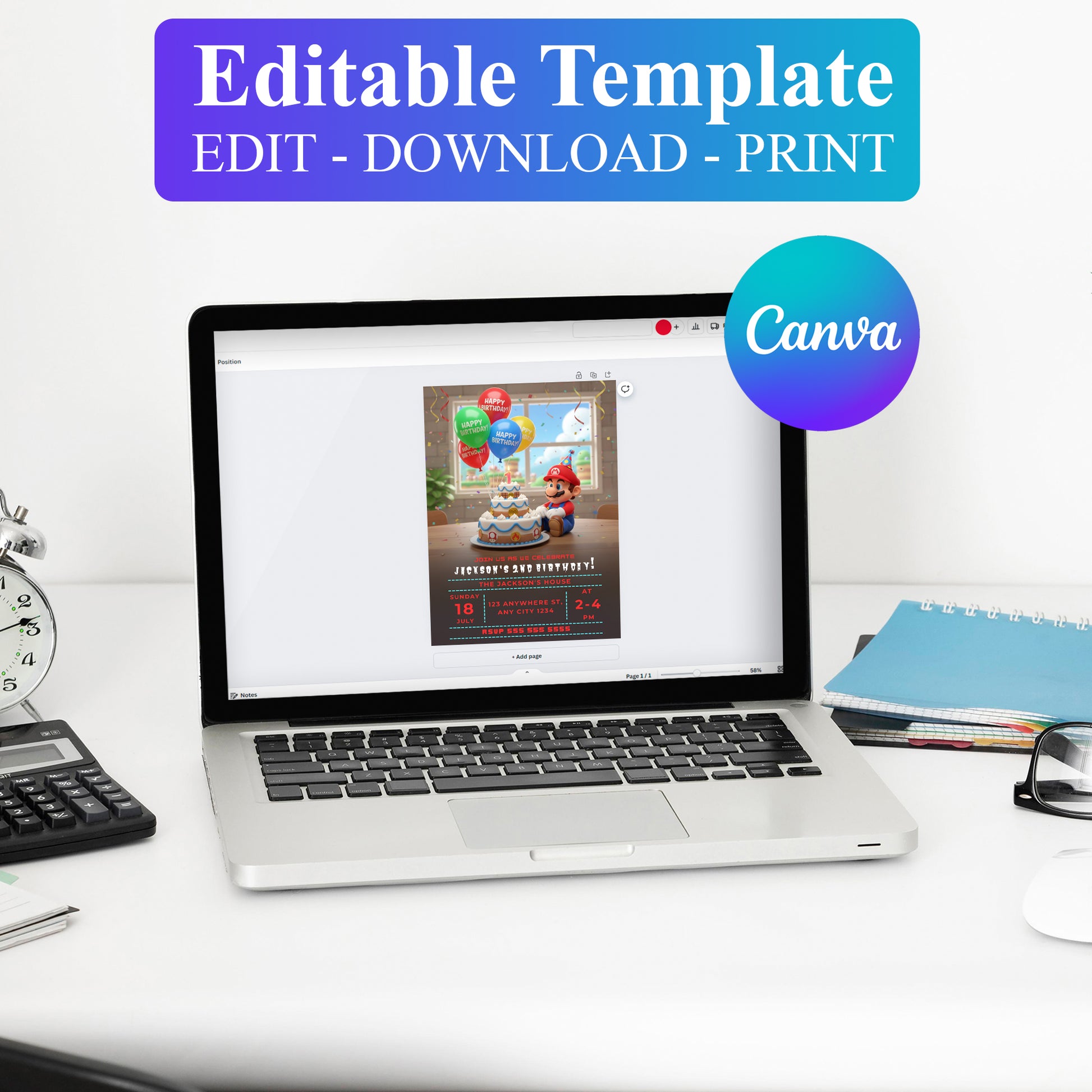 Printable Super Mario Birthday Invitation - CreativeRino