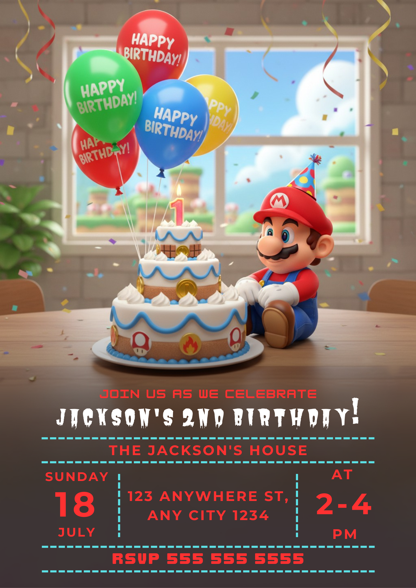 Printable Super Mario Birthday Invitation - CreativeRino