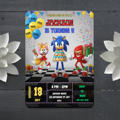 Sonic Hedgehog Birthday Invitation - CreativeRino