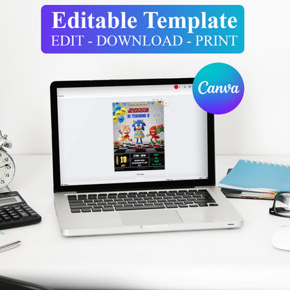 Sonic Hedgehog Birthday Invitation - CreativeRino