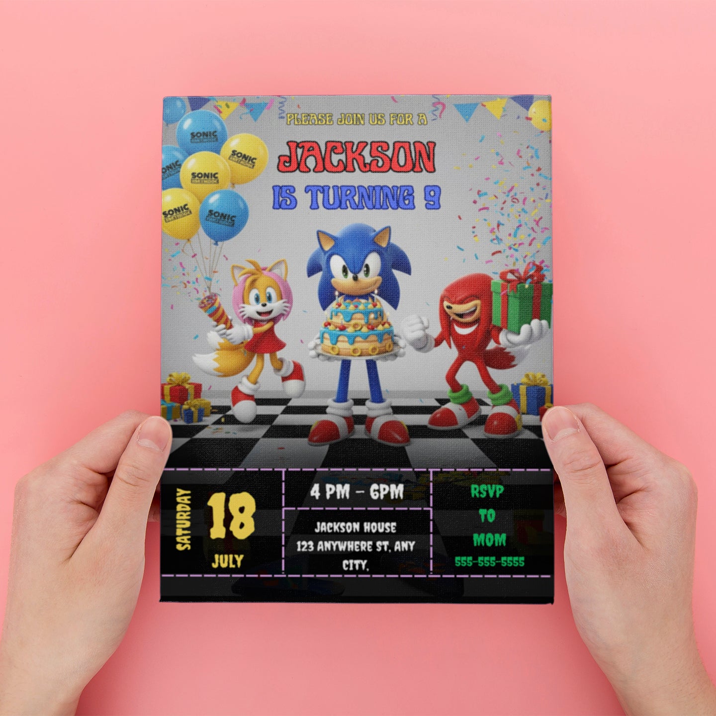 Sonic Hedgehog Birthday Invitation - CreativeRino