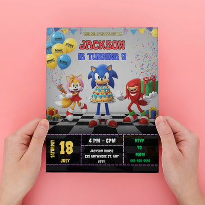 Sonic Hedgehog Birthday Invitation - CreativeRino