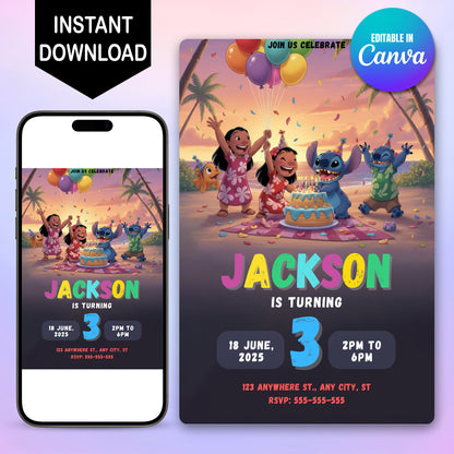 Digital Stitch Birthday Invitation - CreativeRino