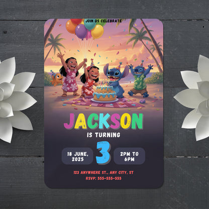 Digital Stitch Birthday Invitation - CreativeRino