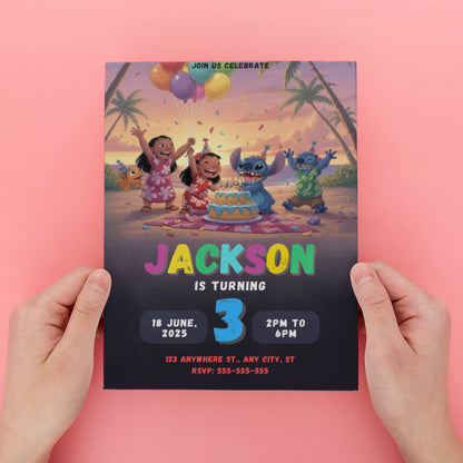 Digital Stitch Birthday Invitation - CreativeRino