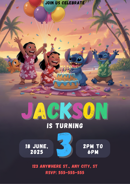 Digital Stitch Birthday Invitation - CreativeRino