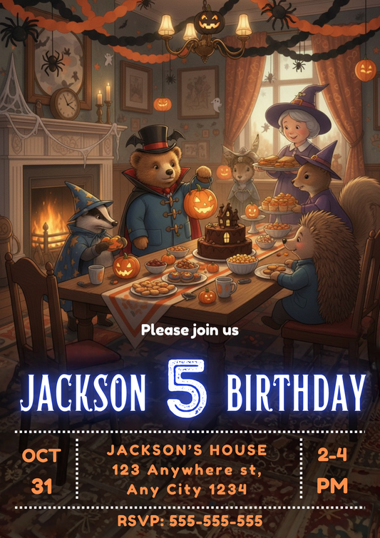 Paddington Bear Halloween Birthday Party Template - CreativeRino