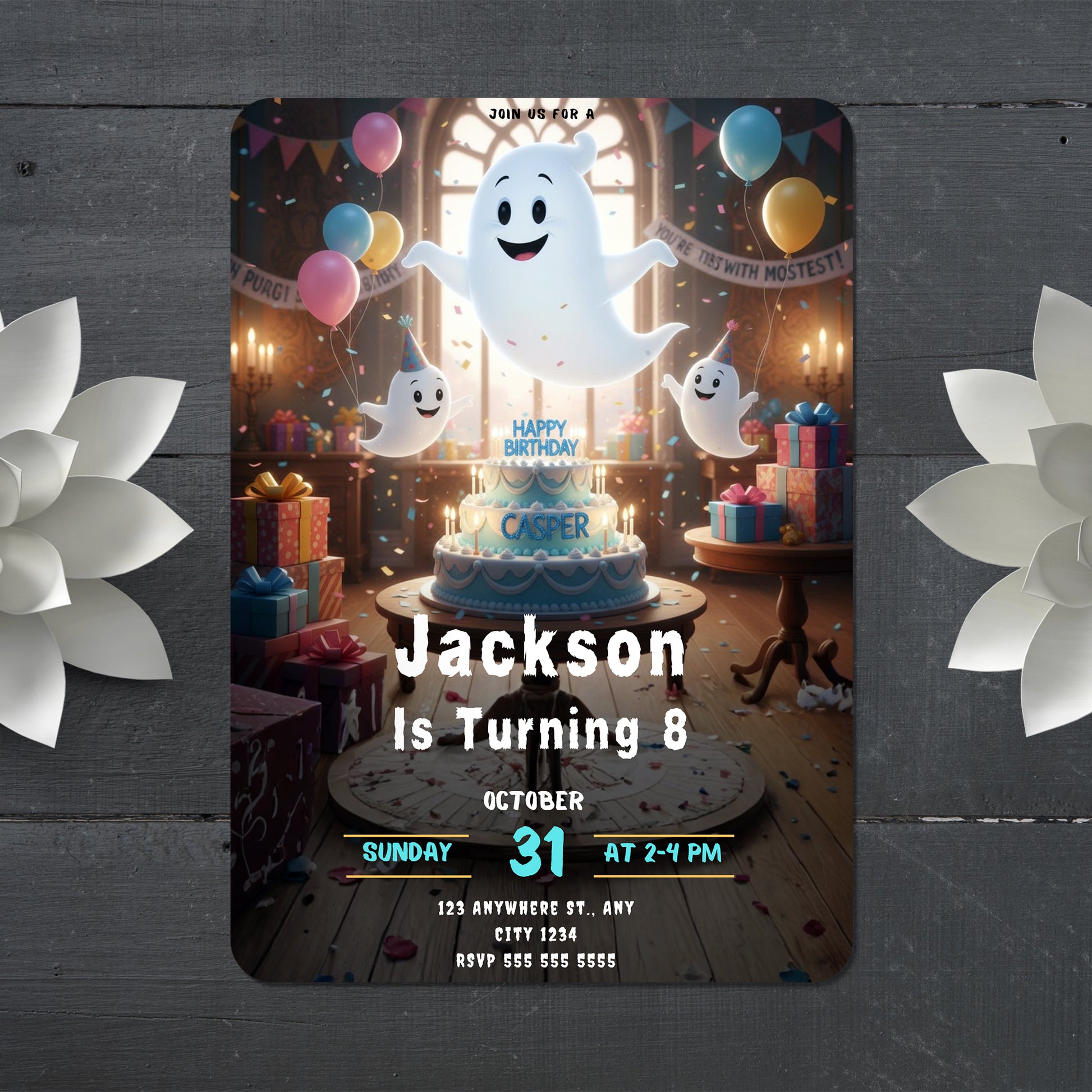 Printable Casper Birthday invitation - CreativeRino