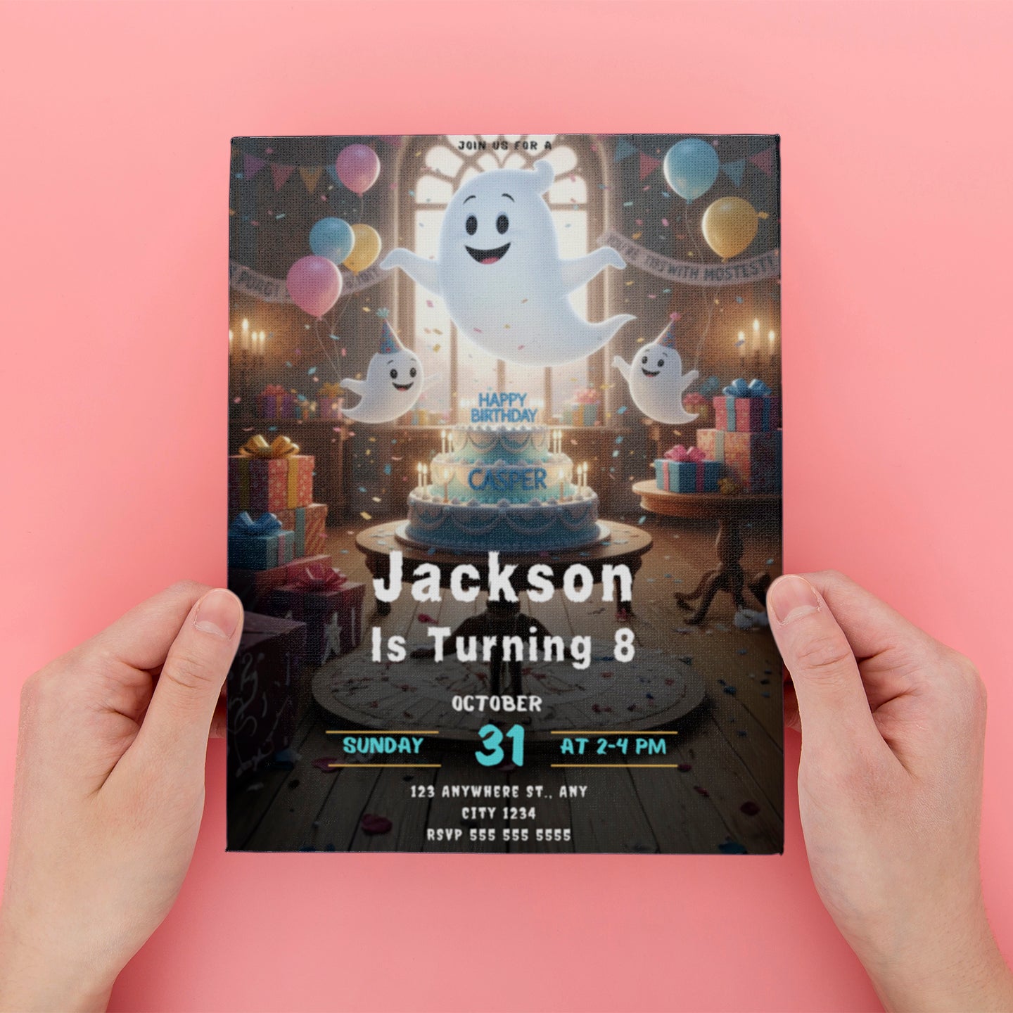 Printable Casper Birthday invitation - CreativeRino