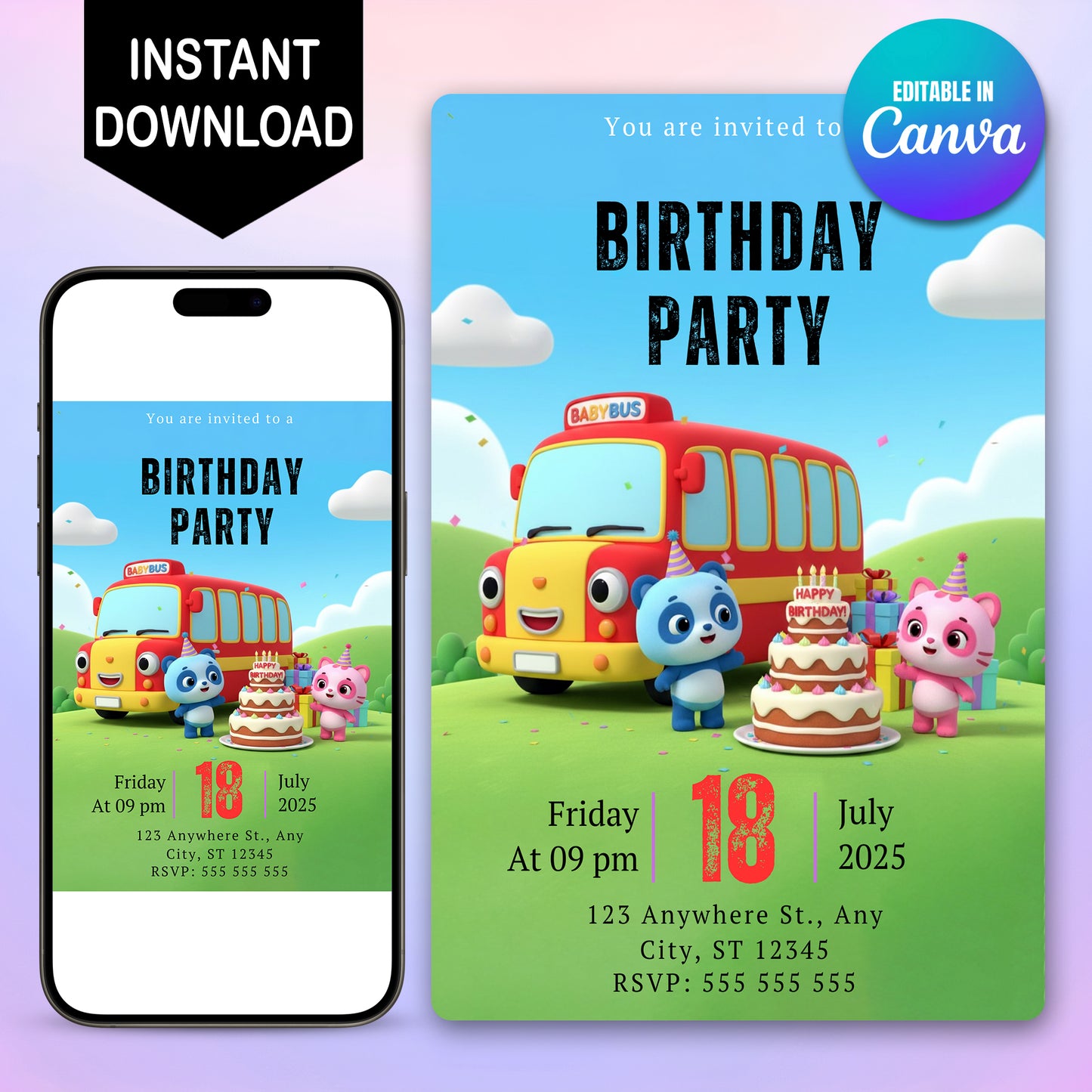 Babybus Birthday Invitation - CreativeRino
