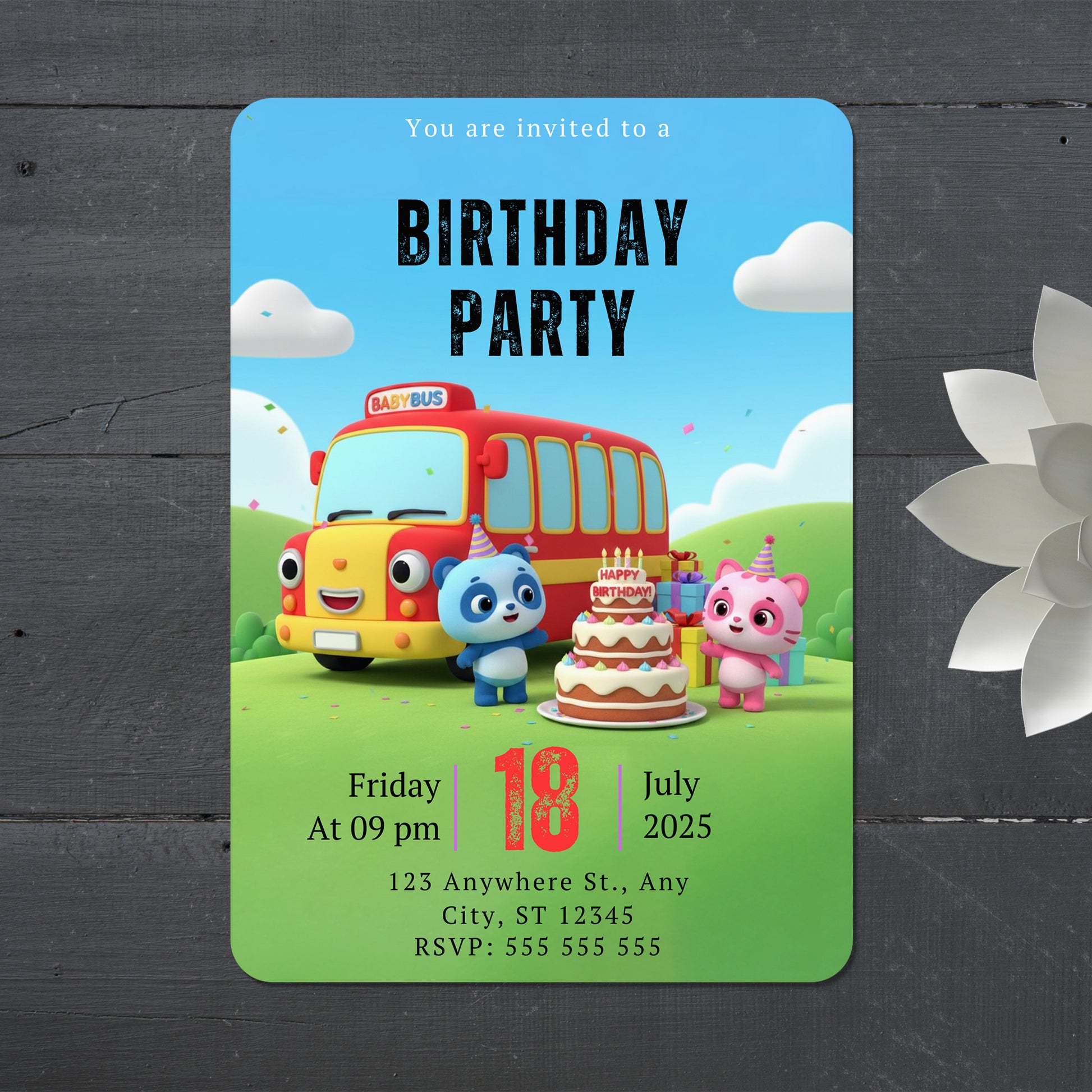 Babybus Birthday Invitation - CreativeRino