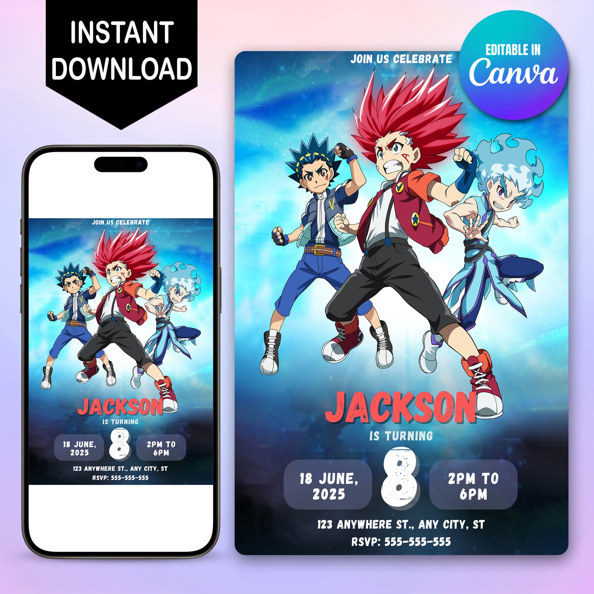 Beyblade Birthday Invitation - CreativeRino