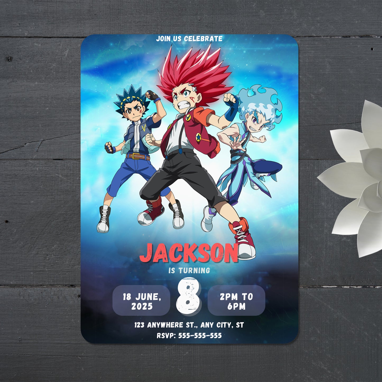 Beyblade Birthday Invitation - CreativeRino