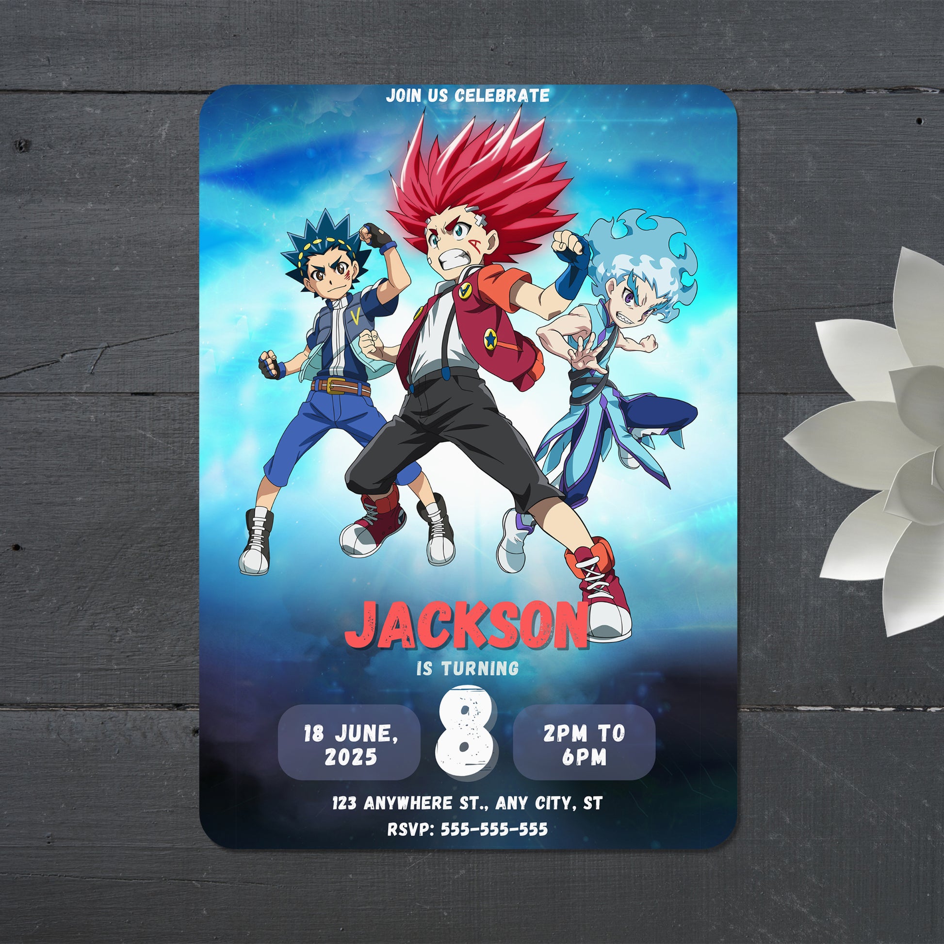 Beyblade Birthday Invitation - CreativeRino