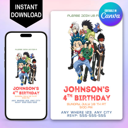 Beyblade Birthday Party Invitation - CreativeRino