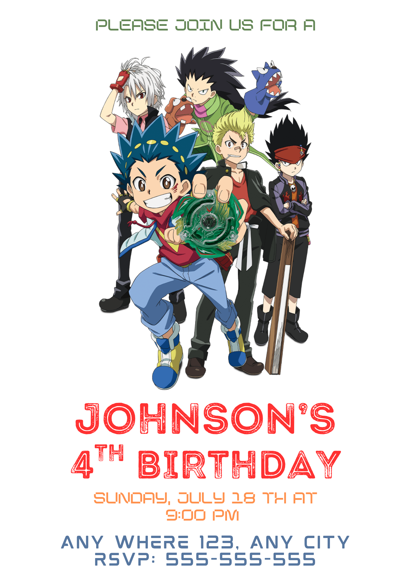 Beyblade Birthday Party Invitation - CreativeRino