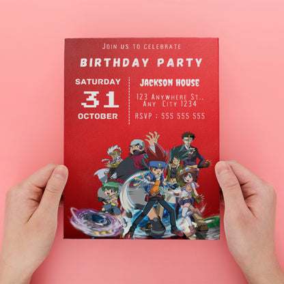 Editable Beyblade Birthday Invitation - CreativeRino